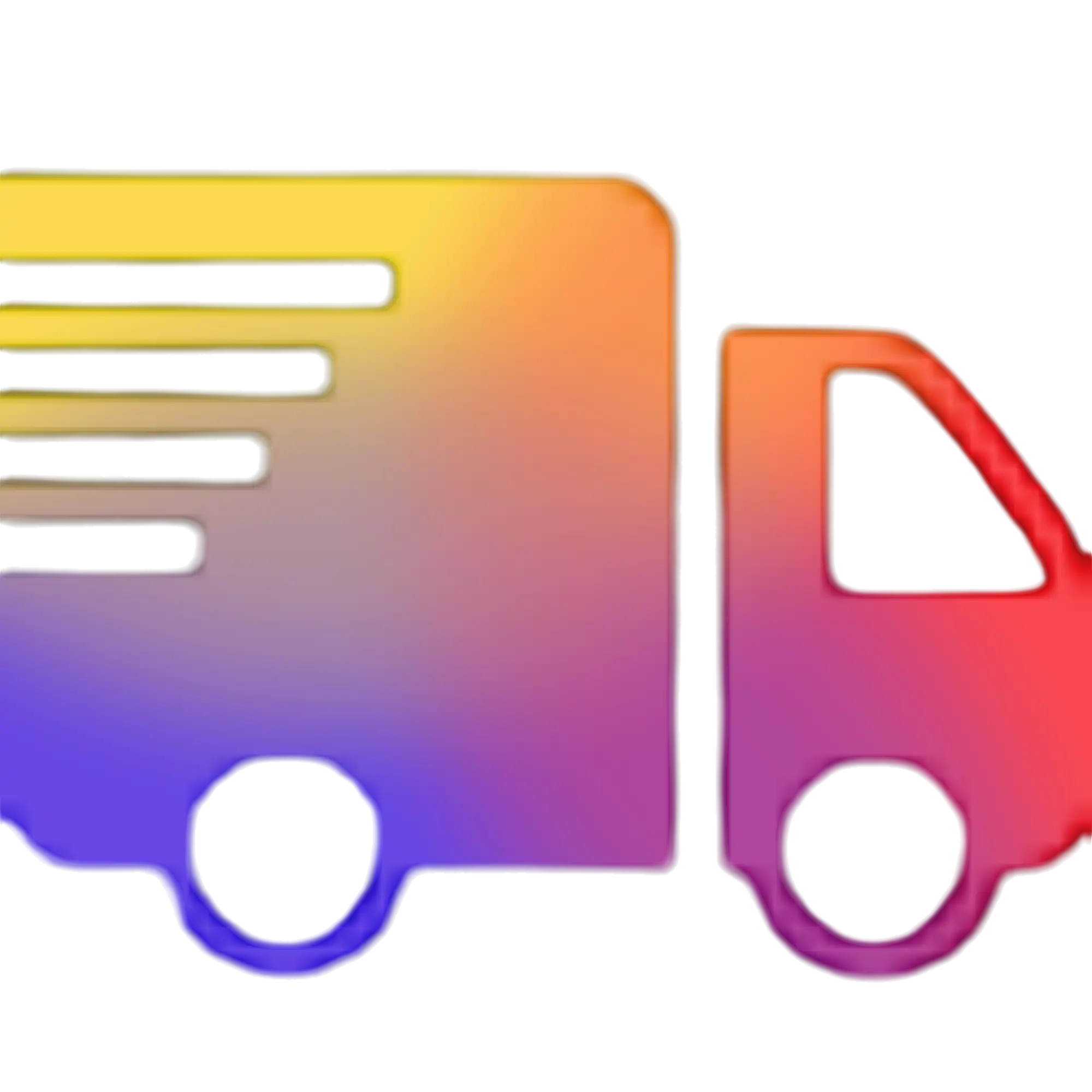 Farbiger Gradient-Lieferwagen-Icon mit Linien auf seinem Ladebereich.