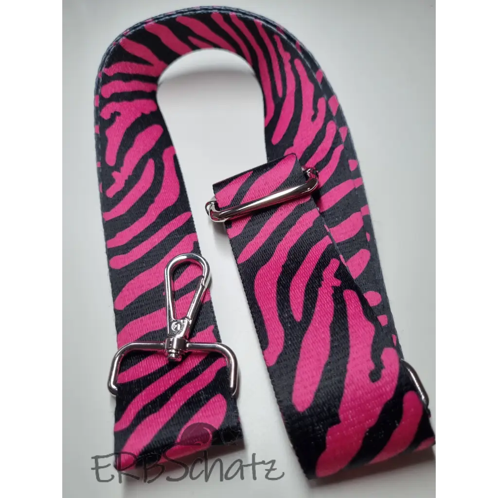 Crossbody Gurt Zebra bunt 38mm Gurtband - Pink / Gun Metal