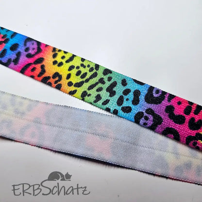 Falzgummiband Bedruckt breite 20mm - Rainbow Leo