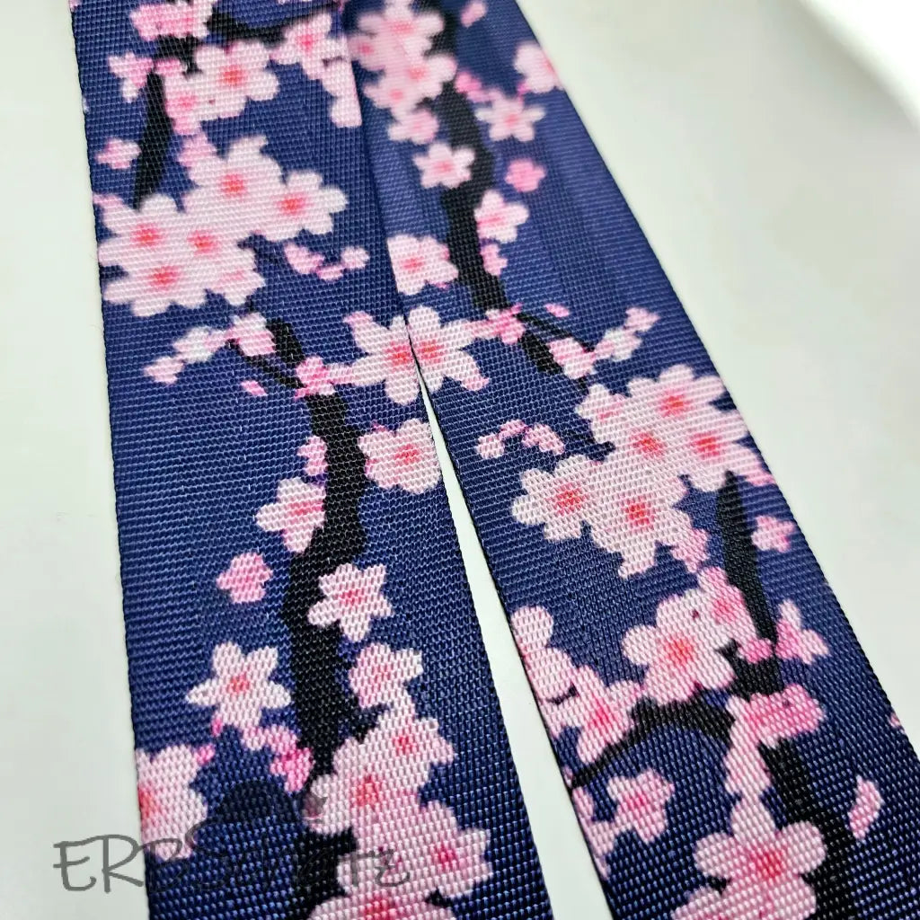 Gurtband bedruckt verschiedene Designs 38mm - Kirschblüten