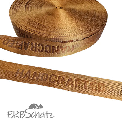 Gurtband embossed ’Handcrafted’ 38mm - Caramel 38