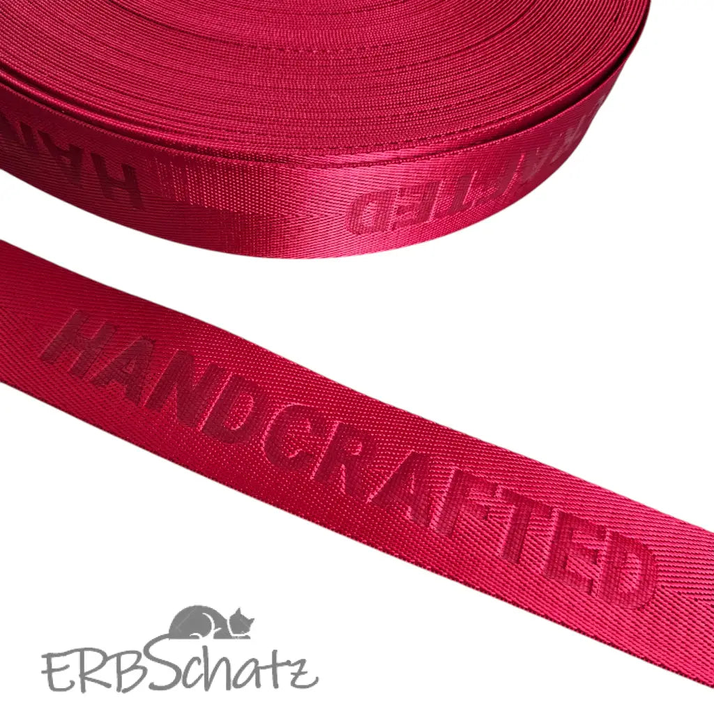 Gurtband embossed ’Handcrafted’ 38mm - Rot 38