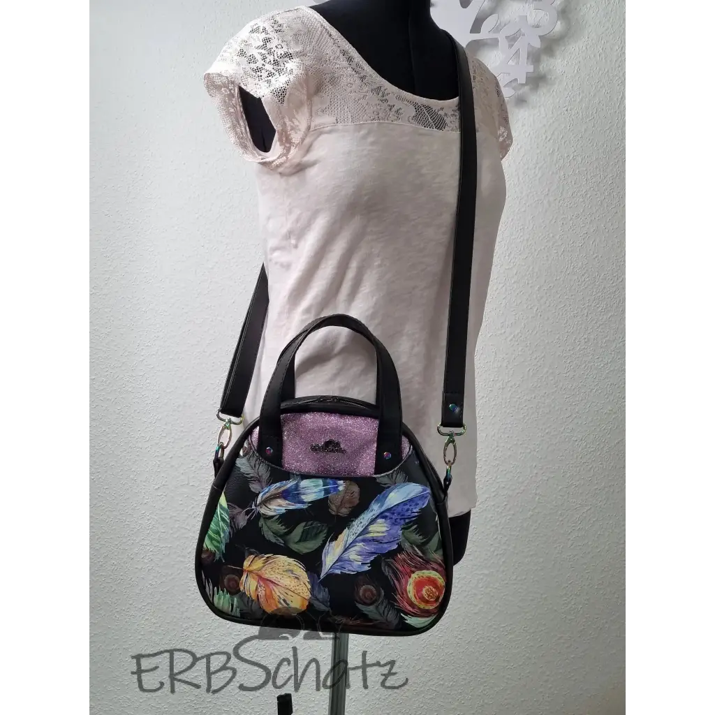 Handtasche Federdesign Mini Bowlerbag