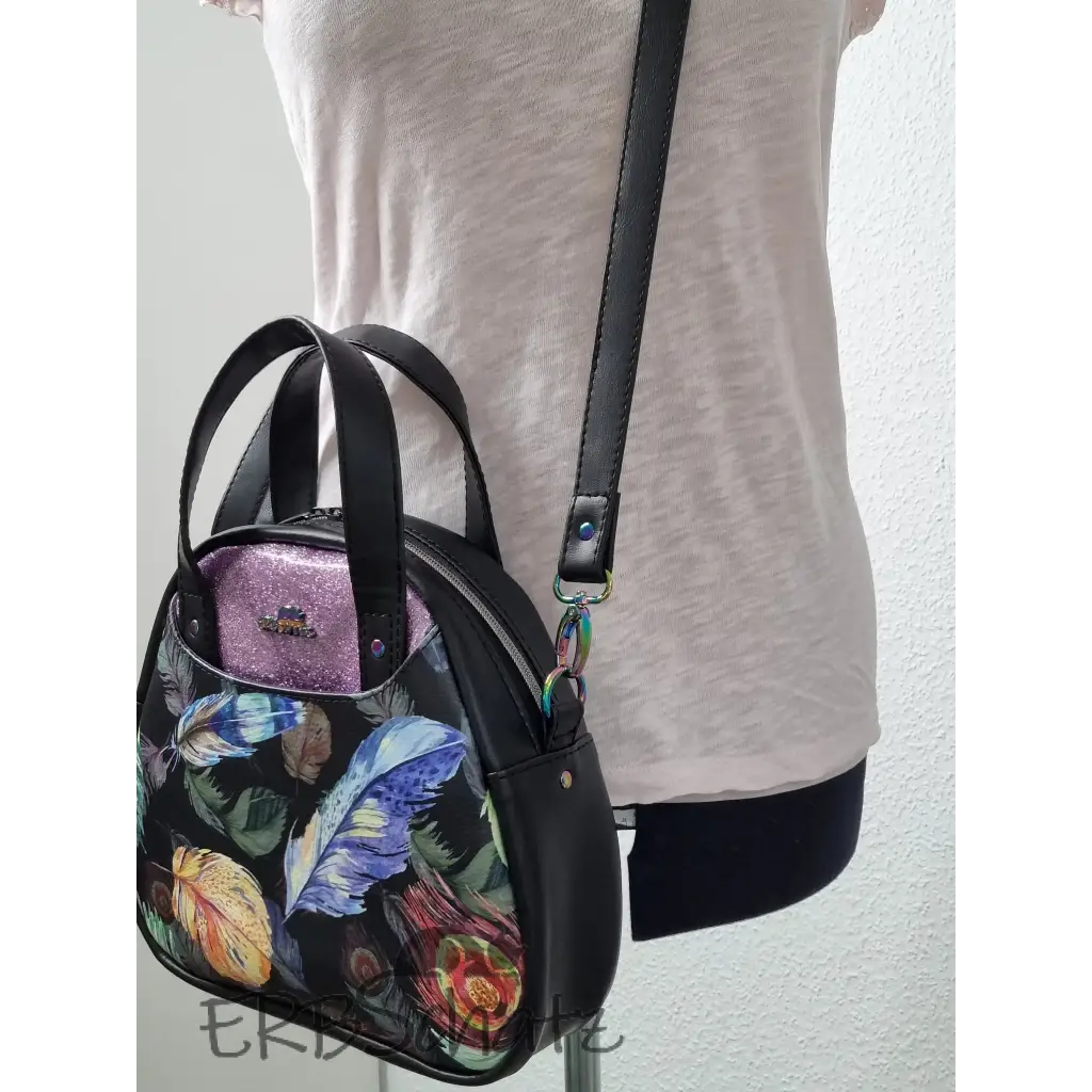 Handtasche Federdesign Mini Bowlerbag