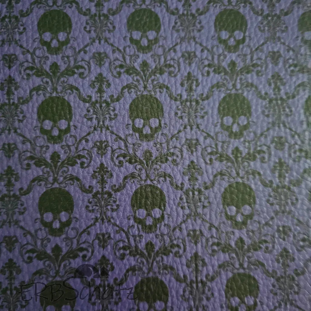 Kunstleder Dark Purple Skulls 50 x 140 cm - Dark Purple