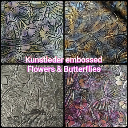 Kunstleder Embossed Shimmer Flowers Rollen 30 x 139 cm