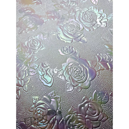 Kunstleder Embossed Shimmer Roses Rollen 30 x 135 cm - White