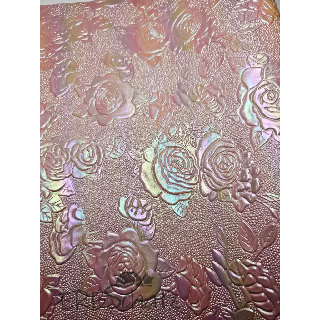 Kunstleder Embossed Shimmer Roses Rollen 30 x 135 cm