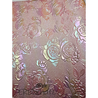 Kunstleder Embossed Shimmer Roses Rollen 30 x 135 cm