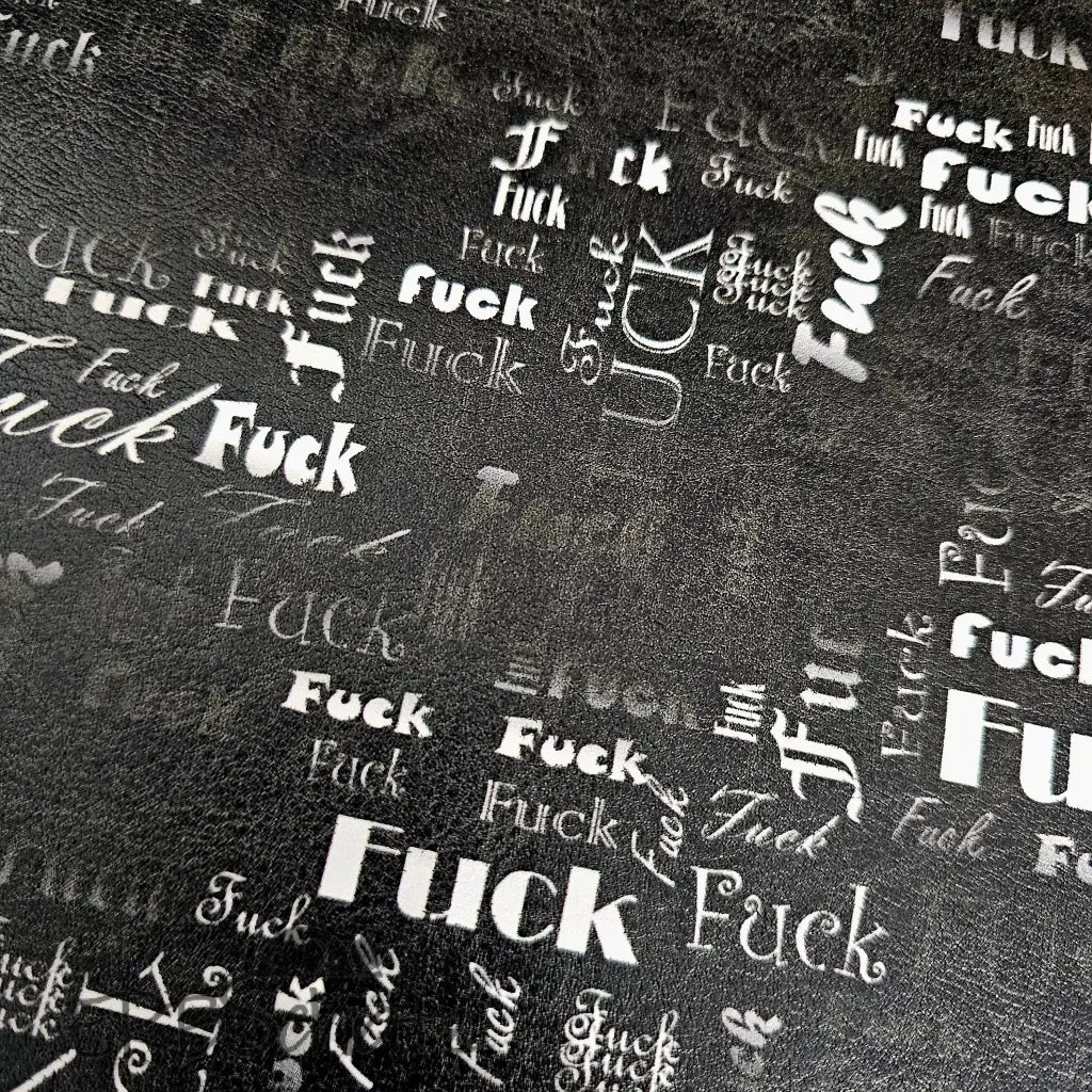 Kunstleder FUCK Wordcloud 50 x 140 cm - FUCK Black & White