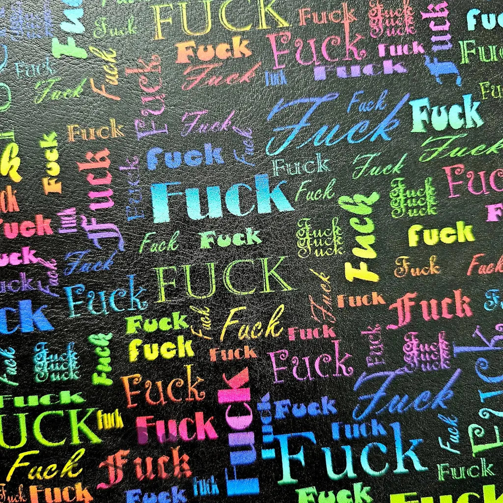 Kunstleder FUCK Wordcloud 50 x 140 cm - FUCK Rainbow