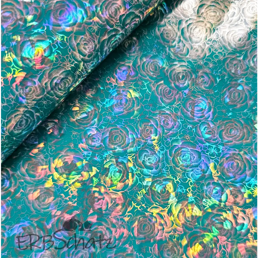 Kunstleder Holo Colour Roses Rollen 30 x 135 cm