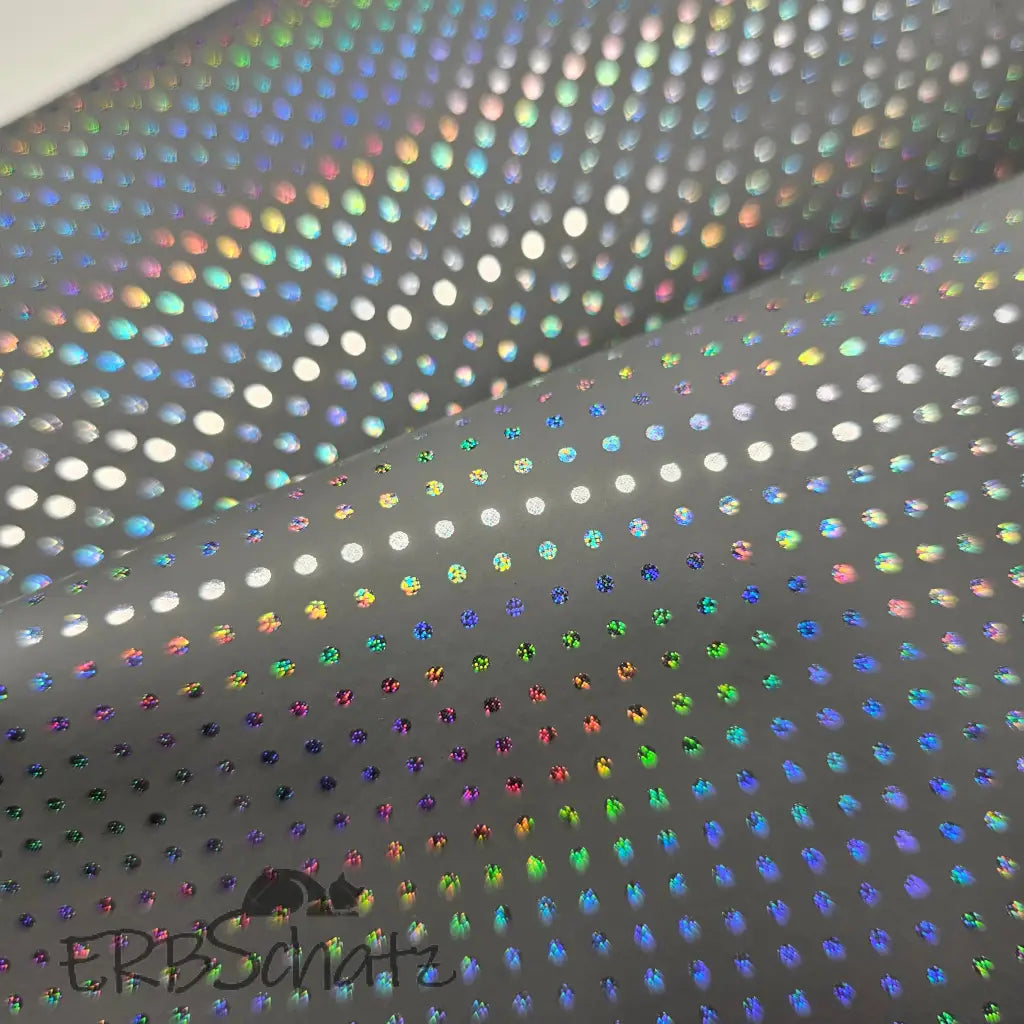 Kunstleder Holo Dots Rollen 30 x 135 cm - Grey Holo Dots