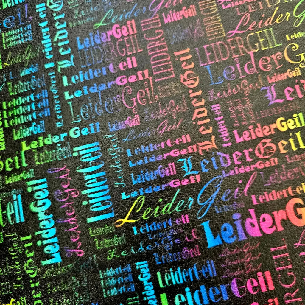 Kunstleder LeiderGeil Wordcloud 30 x 140 cm - Black Rainbow