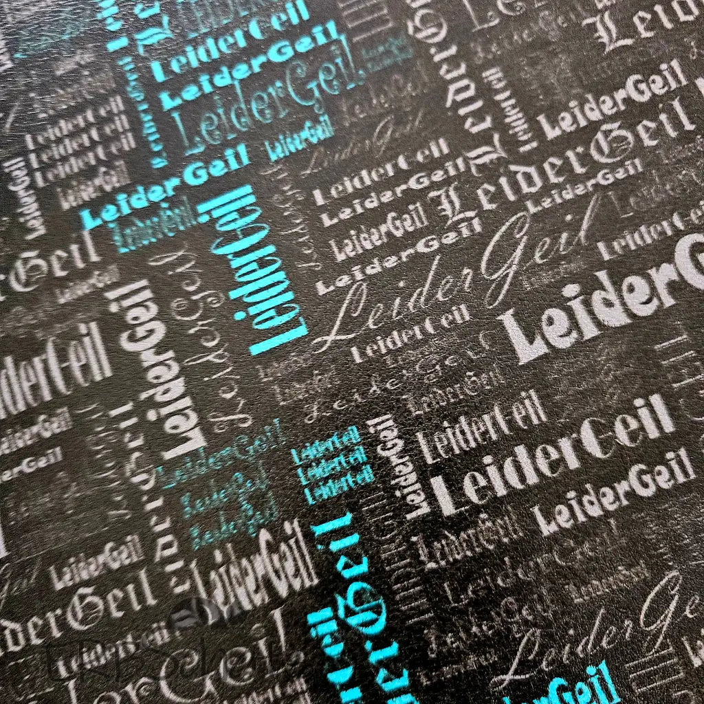 Kunstleder LeiderGeil Wordcloud 30 x 140 cm - BlackTurquoise