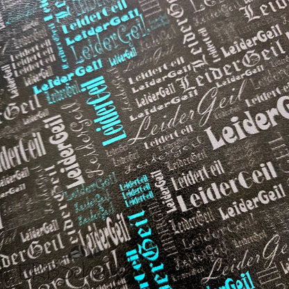 Kunstleder LeiderGeil Wordcloud 30 x 140 cm - BlackTurquoise