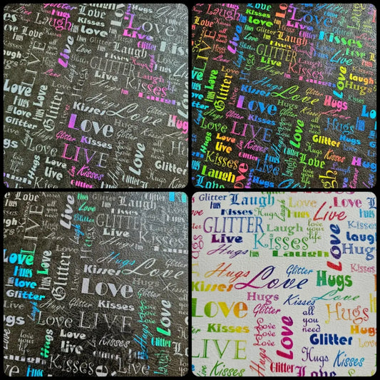 Kunstleder LoveKisses Wordcloud 30 x 140 cm