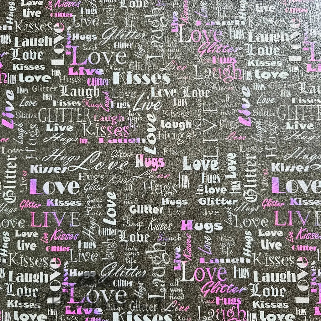 Kunstleder LoveKisses Wordcloud 30 x 140 cm