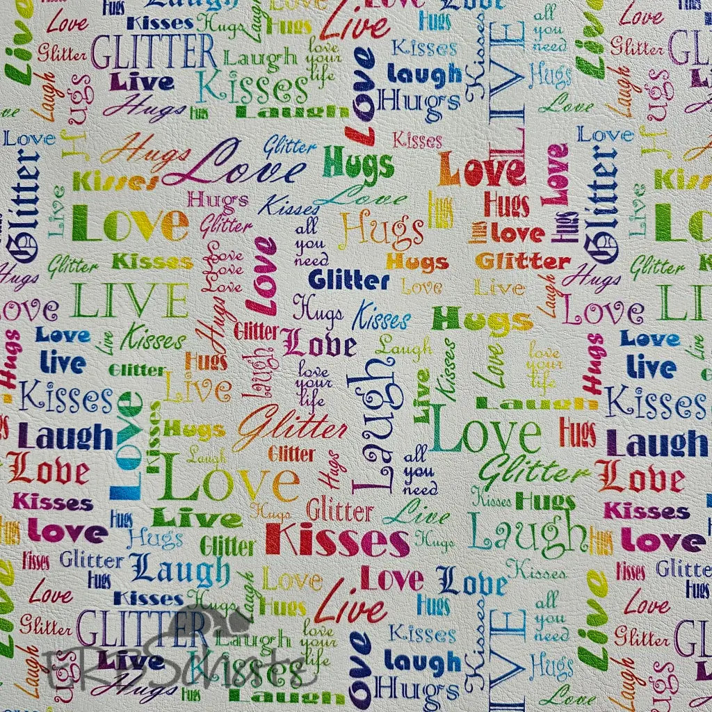 Kunstleder LoveKisses Wordcloud 30 x 140 cm