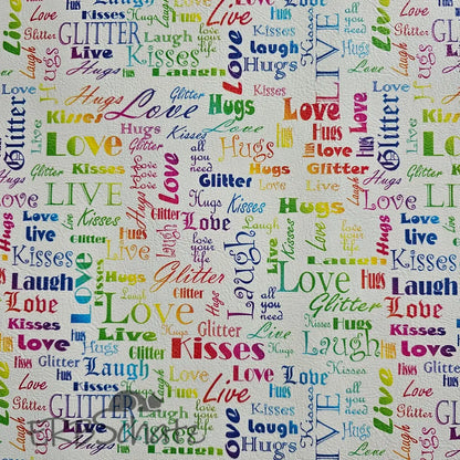 Kunstleder LoveKisses Wordcloud 30 x 140 cm