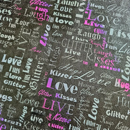 Kunstleder LoveKisses Wordcloud 30 x 140 cm - Black