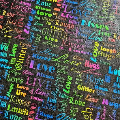 Kunstleder LoveKisses Wordcloud 30 x 140 cm - Black RB