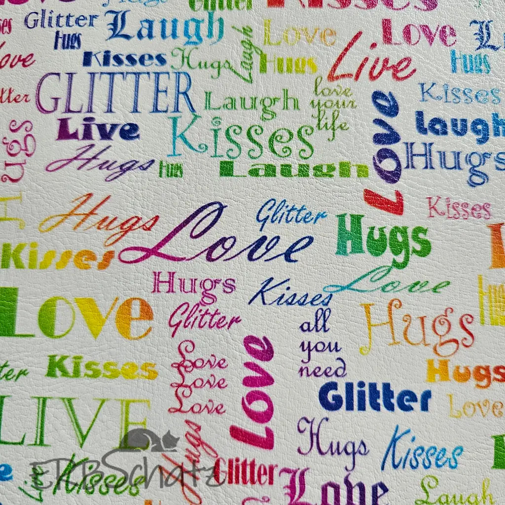 Kunstleder LoveKisses Wordcloud 30 x 140 cm - White RB