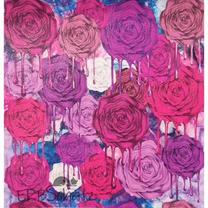 Kunstleder Mini-Panel Drippy Roses 16 x 16cm - Drippy Roses