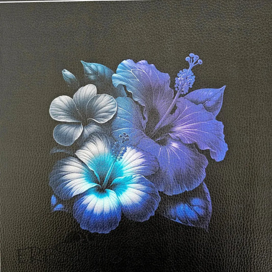 Kunstleder Panel Blue Hibiskus 30x 30cm - Blue Hibiskus