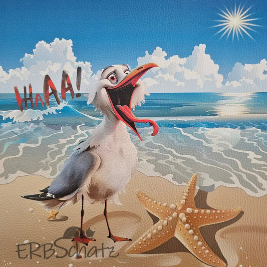 Kunstleder Panel Crazy Beach Möwe 30x 30cm - P30