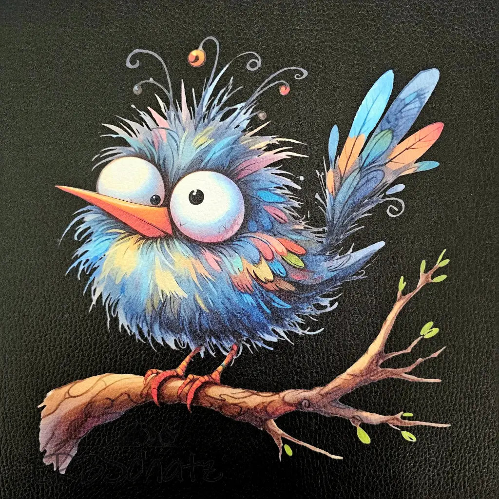 Kunstleder Panel Crazy Birds Collection 30x 30cm - Crazy