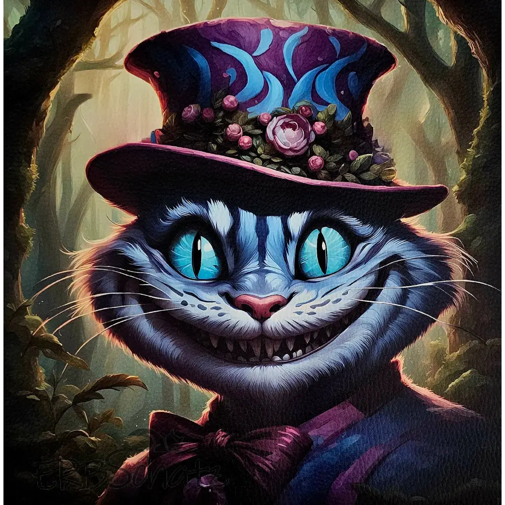 Kunstleder Panel Crazy Hat Cat, 25x 25cm - Erbschatz