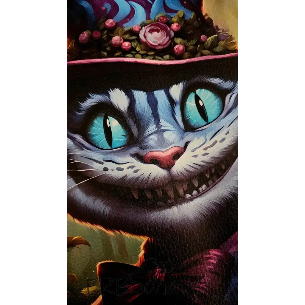 Kunstleder Panel Crazy Hat Cat 30x 30cm - Crazy Hat Cat 30
