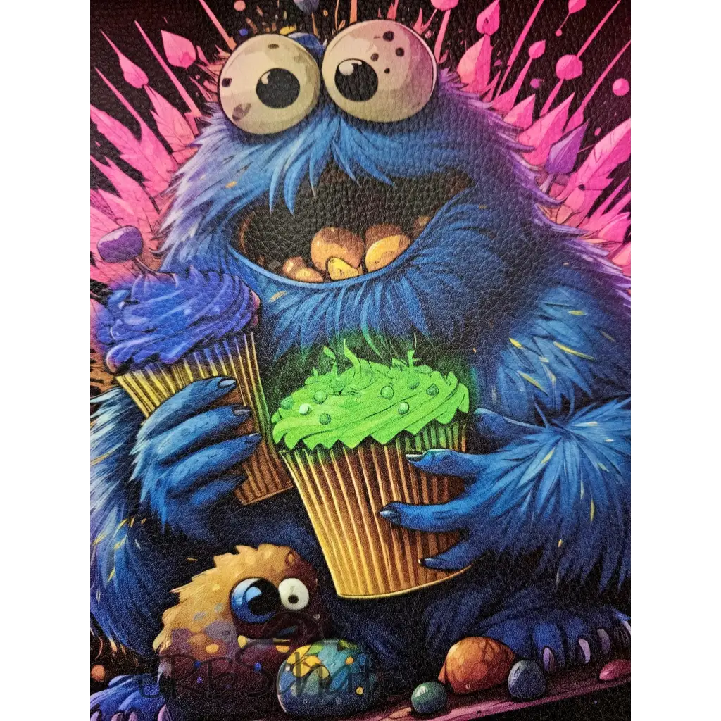 Kunstleder Panel CupCake Monster 25 x 25cm - CupCake