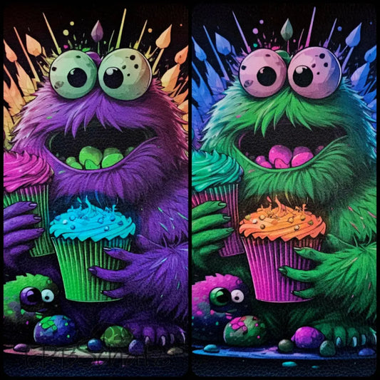 Kunstleder Panel CupCake Monster - Colouredition 30x 30cm