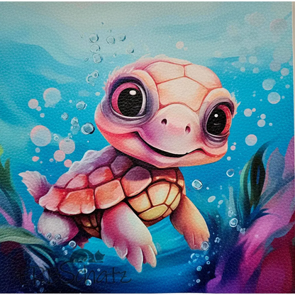 Kunstleder Panel CutieTurtle 25x 25cm - Cutie Turtle - P25