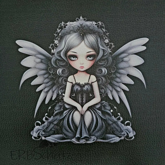 Kunstleder Panel Dark Angel 25x 25cm - Dark Angel Black 25