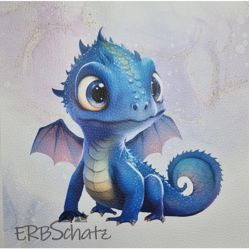 Kunstleder Panel Dragon Babies 25x 25cm - Dragon Blue - P25