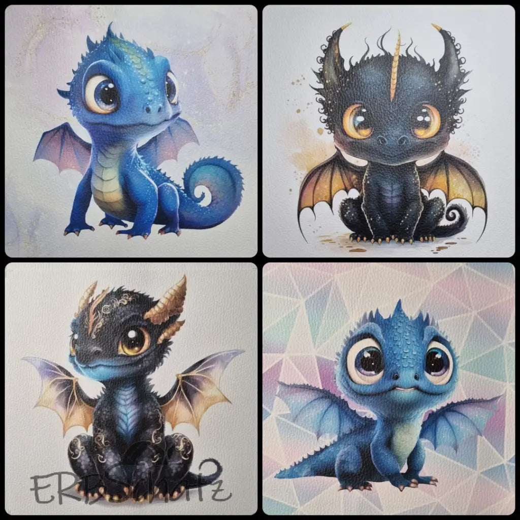 Kunstleder Panel Dragon Babies 25x 25cm - P25