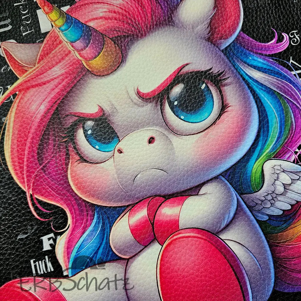 Kunstleder Panel F.CK Grumpy Unicorn 30x 30cm - P30