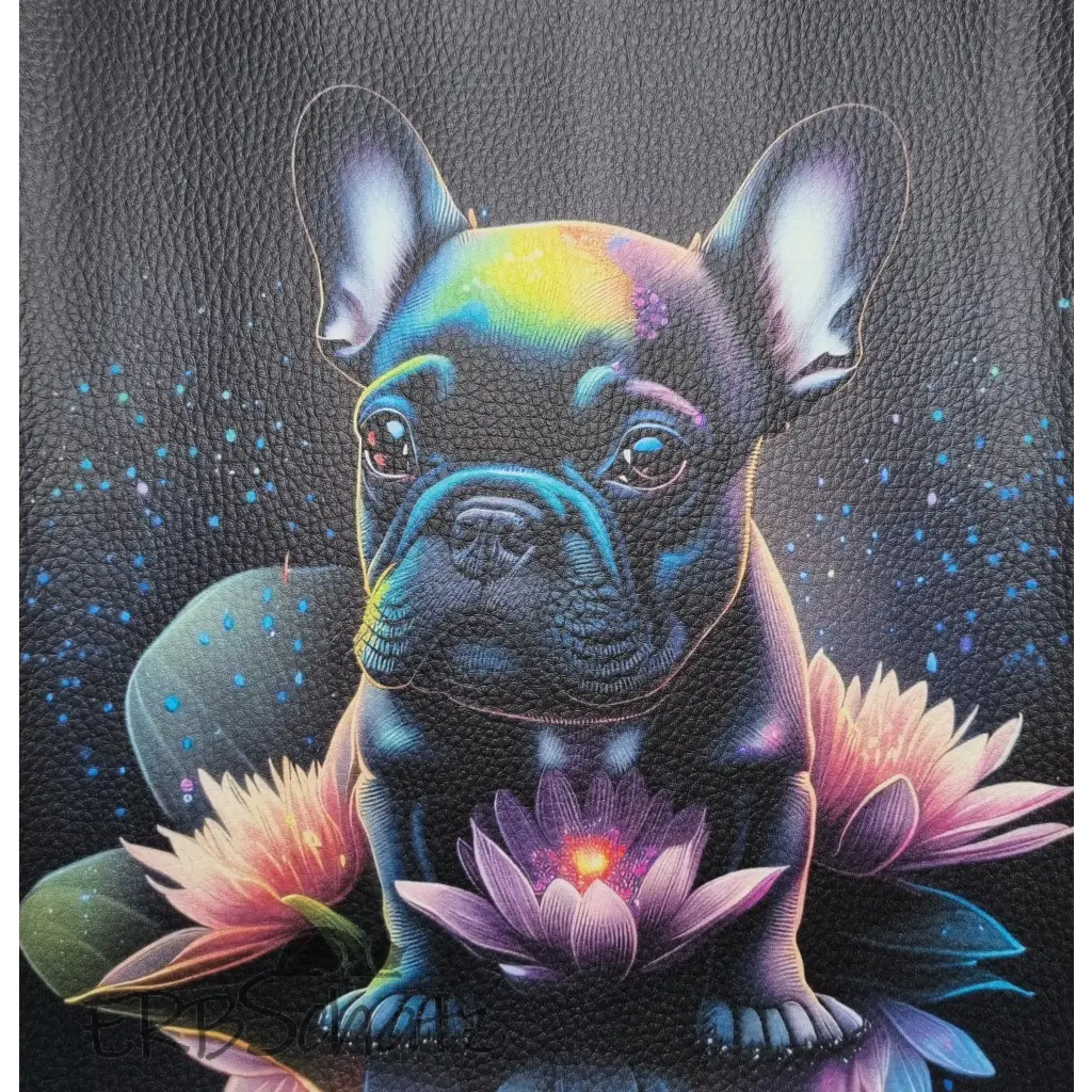 Kunstleder Panel Fantasy Frenchie Lotus 25 x25 cm