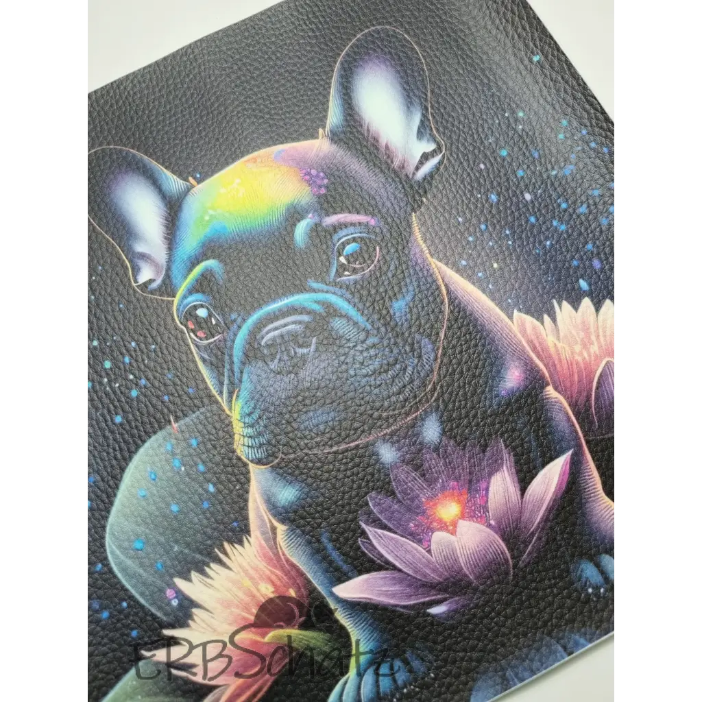 Kunstleder Panel Fantasy Frenchie Lotus 25 x25 cm