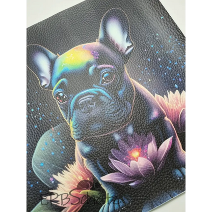 Kunstleder Panel Fantasy Frenchie Lotus 25 x25 cm