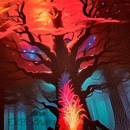 Kunstleder Panel Fire Glow Tree 30x 30cm - Fire Glow Tree