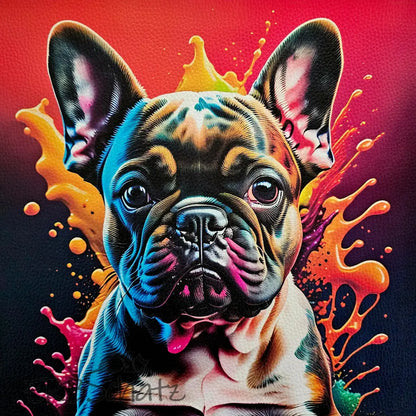 Kunstleder Panel Frenchie ColourSplash Orange 30x 30cm