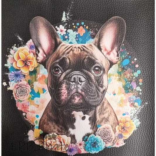 Kunstleder Panel Frenchie Flower 25x 25cm - Frenchie Flower