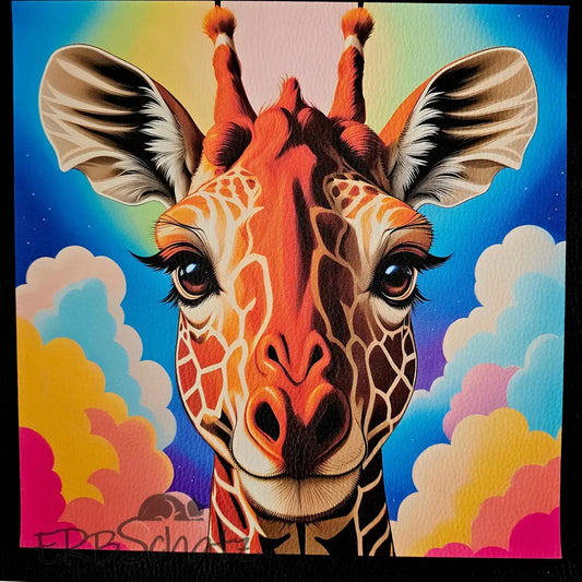 Kunstleder Panel Giraffenträume 30x 30cm - Giraffenträume