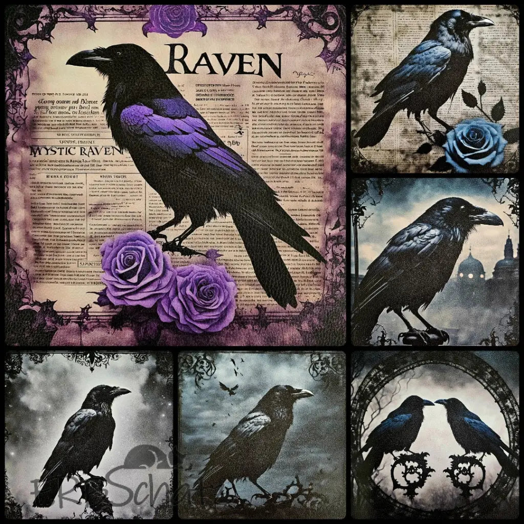 Kunstleder Panel Goth Raven Collection 30x 30cm - P30