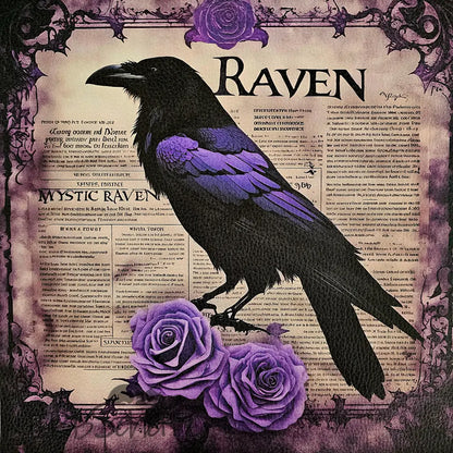 Kunstleder Panel Goth Raven Collection 30x 30cm - Purple