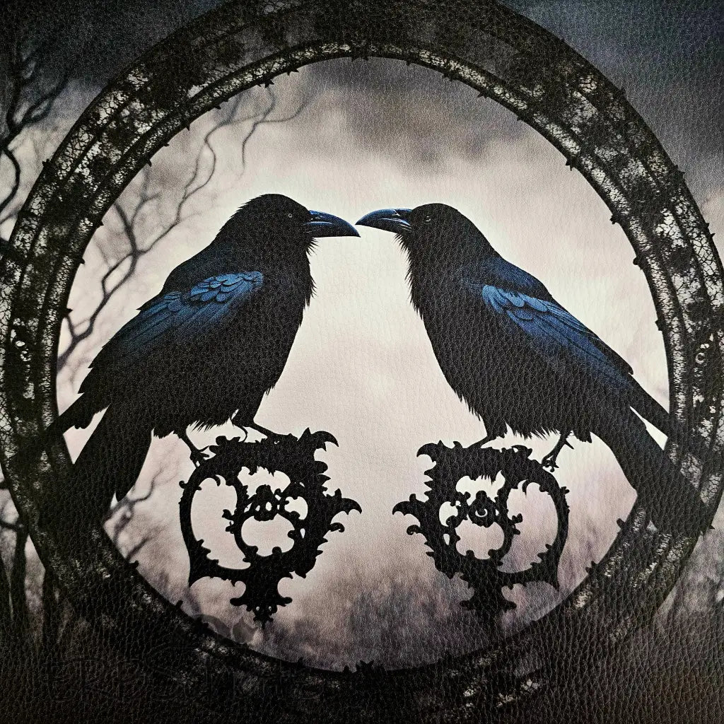 Kunstleder Panel Goth Raven Collection 30x 30cm - Two Raven